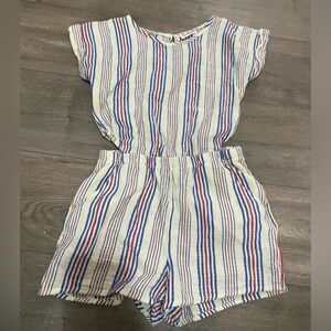 Girls Cat & Jack Red & Blue Striped Romper